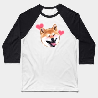 Funny Shiba Dog Head Baseball T-Shirt